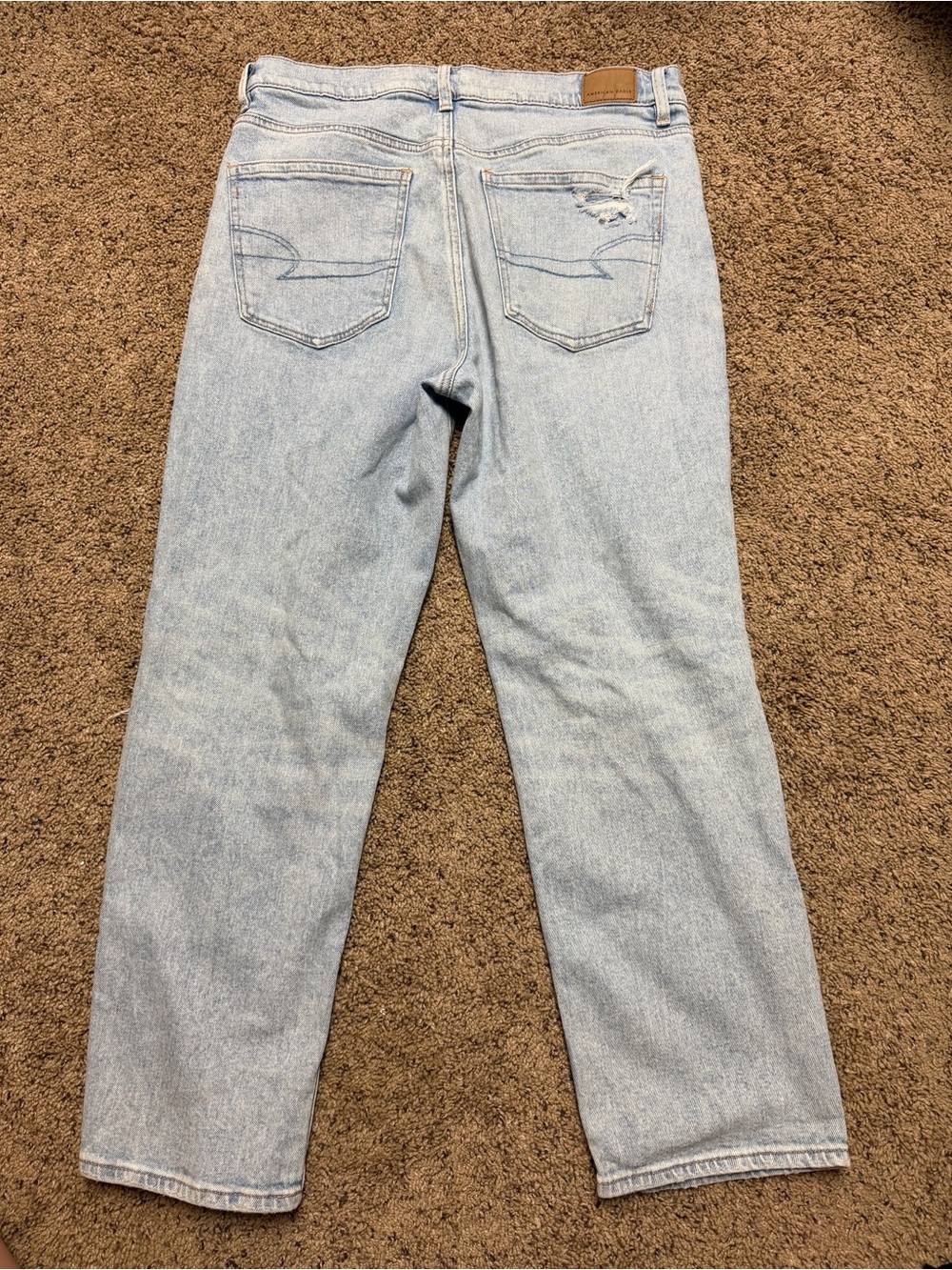 American Eagle Outfitters Light Blue Distressed High Rise Ankle Straight Jeans - Picture 2 of 4